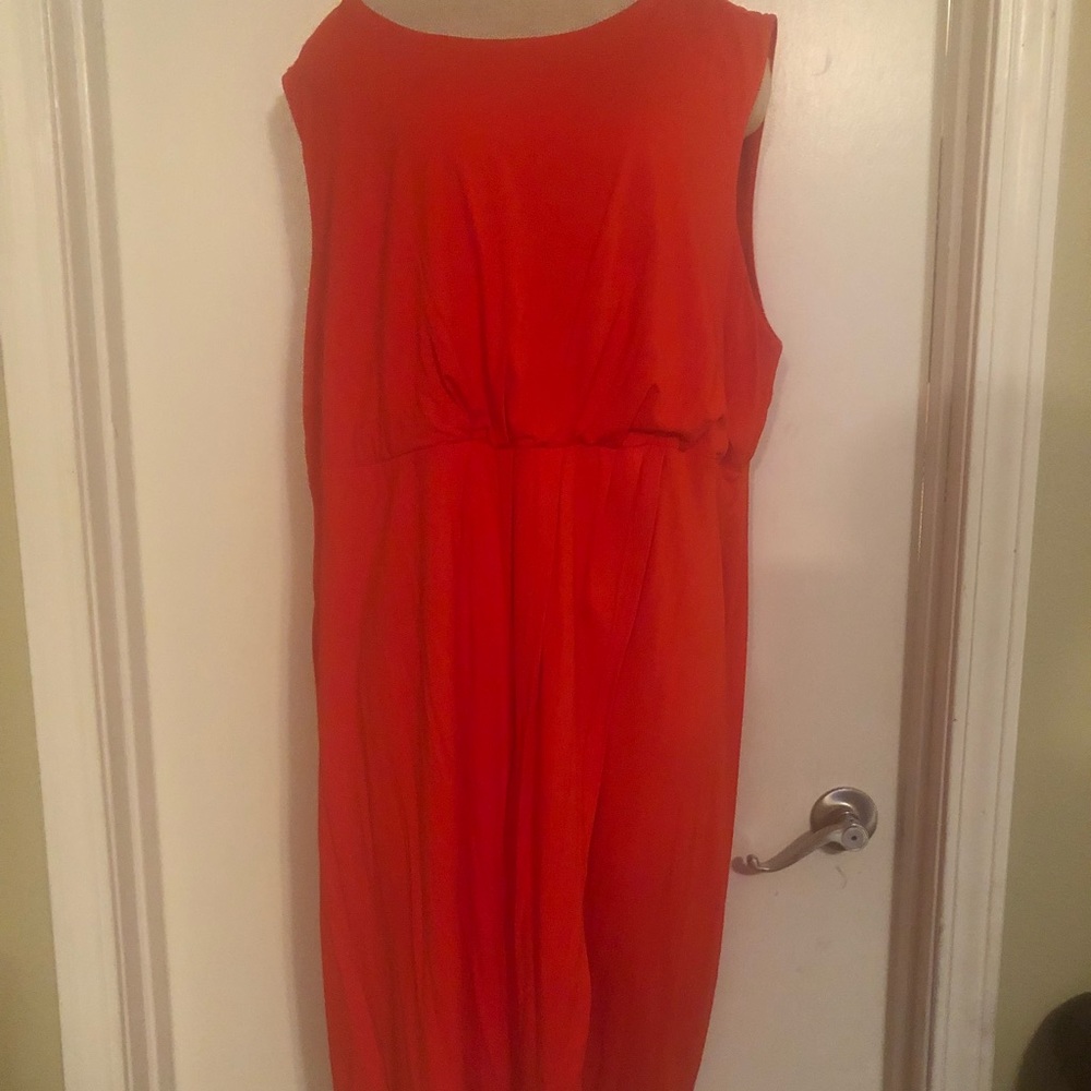 Plus size Orange back zipper dress